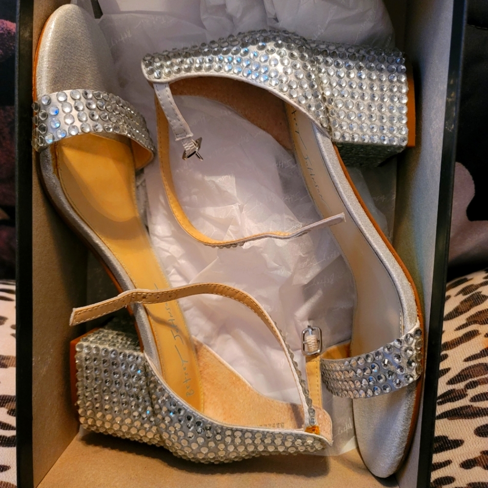 Say I do collection Worn once Bedazzled silver sandals